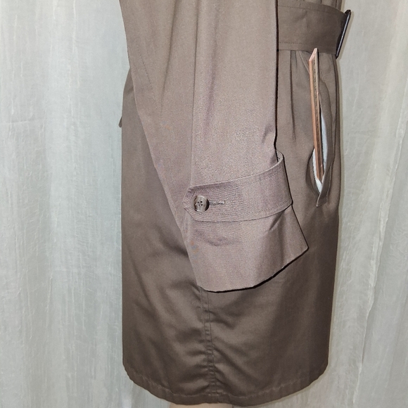 Botany 500 Brown Herringbone Trench Coat Women Size 42 Made In Usa - Picture 6 of 16